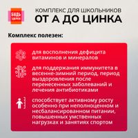 Витаминно-минеральный комплекс от А до Цинка для школьников 7-14 лет Будь Здоров! таблетки жевательные 900мг 30шт миниатюра фото №6 Витаминно-минеральный комплекс от А до Цинка для школьников 7-14 лет Будь Здоров! таблетки жевательные 900мг 30шт миниатюра фото №6