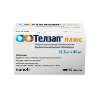 Телзап Плюс таблетки 12,5мг+40мг 90шт Телзап Плюс таблетки 12,5мг+40мг 90шт