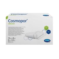 Повязка стерильная пластырного типа с контактным слоем Cosmopor Silicone/Космопор Силикон 15х8см 10шт
