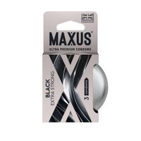 Презервативы гладкие утолщенные не ароматизированные черные Extra Strong Maxus/Максус 3шт