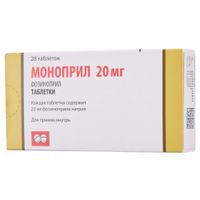 Моноприл таблетки 20мг 28шт миниатюра Моноприл таблетки 20мг 28шт миниатюра