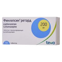 Финлепсин ретард таблетки с пролонгированным высвобождением 200мг 50шт Финлепсин ретард таблетки с пролонгированным высвобождением 200мг 50шт