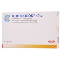 Контролок таблетки кишечнорастворимые п/о плен. 40мг 14шт Контролок таблетки кишечнорастворимые п/о плен. 40мг 14шт
