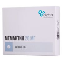 Мемантин таблетки, покрытые пленочной оболочкой 20мг 30шт Мемантин таблетки, покрытые пленочной оболочкой 20мг 30шт