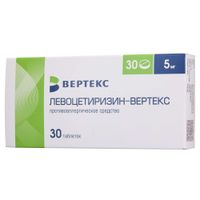 Левоцетиризин-Вертекс таблетки п/о плен. 5мг 30шт Левоцетиризин-Вертекс таблетки п/о плен. 5мг 30шт