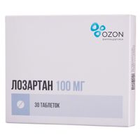 Лозартан таблетки п/о плен. 100мг 30шт Лозартан таблетки п/о плен. 100мг 30шт