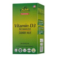 Витамин Д3 Alfa Vitamins капсулы 5000МЕ 600мг 30шт Витамин Д3 Alfa Vitamins капсулы 5000МЕ 600мг 30шт
