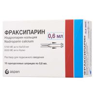Фраксипарин раствор для п/к введ. шприц 9500анти-Ха МЕ/мл (5700МЕ) 0,6мл 10шт