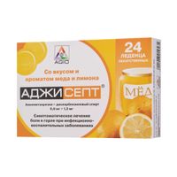 Аджисепт вкус меда и лимона леденцы 0,6мг+1,2мг 24шт Аджисепт вкус меда и лимона леденцы 0,6мг+1,2мг 24шт