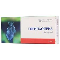 Периндоприл таблетки, покрытые пленочной оболочкой 4мг 30шт Периндоприл таблетки, покрытые пленочной оболочкой 4мг 30шт