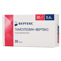 Тамсулозин-Вертекс капсулы с пролонгированным высвобождением 0,4мг 30шт Тамсулозин-Вертекс капсулы с пролонгированным высвобождением 0,4мг 30шт