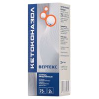 Кетоконазол Вертекс шампунь лекарственный фл. 2% 75г миниатюра Кетоконазол Вертекс шампунь лекарственный фл. 2% 75г миниатюра