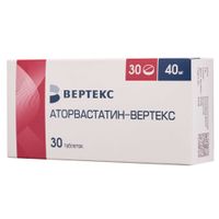 Аторвастатин-Вертекс таблетки п/о плен. 40мг 30шт Аторвастатин-Вертекс таблетки п/о плен. 40мг 30шт