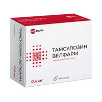 Тамсулозин Велфарм капсулы с пролонгированным высвобождением 0,4мг 100шт Тамсулозин Велфарм капсулы с пролонгированным высвобождением 0,4мг 100шт
