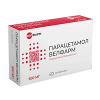 Парацетамол Велфарм таблетки 500мг 20шт Парацетамол Велфарм таблетки 500мг 20шт