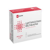 Цитиколин Велфарм раствор для в/в и в/м введ. 250мг/мл 4мл 5шт Цитиколин Велфарм раствор для в/в и в/м введ. 250мг/мл 4мл 5шт