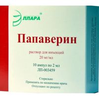 Папаверин раствор для инъекций амп. 20мг/мл 2мл 10шт