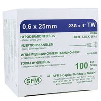 Игла одноразовая стерильная 0,60 х 25мм (23G) SFM Hospital/СФМ Госпиталь 100шт миниатюра фото №2
