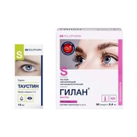 1X Таустин капли глазные 4% 10мл + 1X Раствор офтальмологический увлажняющий Гилан Экстра тюбик-кап. 0,4мл 30шт