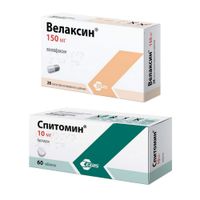 1X Спитомин таблетки 10мг 60шт + 1X Велаксин капсулы пролонгированного действия 150мг 28шт