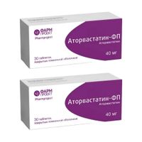 2Х Аторвастатин-Фп таблетки п/о плен. 40мг 30шт 2Х Аторвастатин-Фп таблетки п/о плен. 40мг 30шт