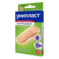 Лейкопластырь бактерицидный натуральный Унипласт 1,9х7,2см 20шт
