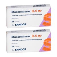 2Х Моксонитекс таблетки п/о плен. 0,4мг 28шт