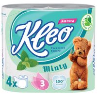 Бумага туалетная 3-х слойная Мята Aroma Kleo Мягкий знак 4шт