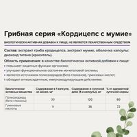 Кордицепс гриб с мумие Risingstar капсулы 450мг 60шт миниатюра фото №2