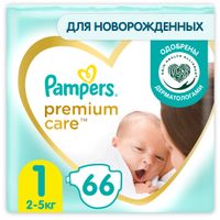 Подгузники для новорожденных Premium Care Pampers/Памперс 2-5кг 66шт р.NB миниатюра фото №3