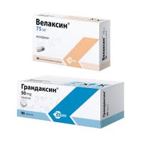 1X Велаксин капсулы пролонгированного действия 75мг 28шт + 1X Грандаксин таблетки 50мг 90шт