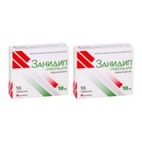 2Х Занидип-Рекордати таблетки п/о плен. 10мг 56шт 2Х Занидип-Рекордати таблетки п/о плен. 10мг 56шт