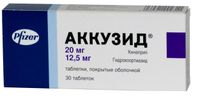 Аккузид таблетки п/о плен. 20мг+12,5мг 30шт