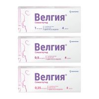 1X Велгия раствор для п/к введ. шприц-ручка 0,5мг/доза 1,5мл+Игла 5шт + 1X Велгия раствор для п/к введ. шприц-ручка 0,25мг/доза 1,5мл+Игла 5шт + 1X Велгия раствор для п/к введ. шприц-ручка 1мг/доза 3мл+Игла 5шт