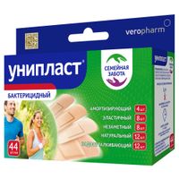 Лейкопластырь бактерицидный семейная забота Унипласт 44шт