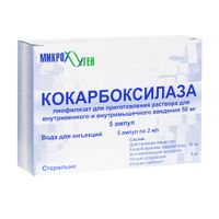Кокарбоксилаза лиофилизат для приг. раствора для в/в и в/м введ. 50мг 5шт+Вода для инъекций 2мл 5шт