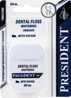 Нить-флосс отбеливающая с папаином President/Президент 50м