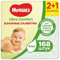 Салфетки влажные многослойные с алоэ детские Ultra Comfort Huggies/Хаггис 168шт миниатюра фото №4