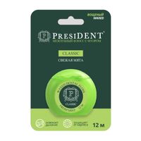 Флосс вощеный вкус мяты со фтором Classic President/Президент 12м (202)