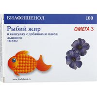 Рыбий жир с маслом льна и тыквы Биафишенол капсулы 0,3г 100шт