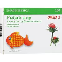 Рыбий жир с маслом расторопши и тыквы Биафишенол капсулы 300мг 100шт