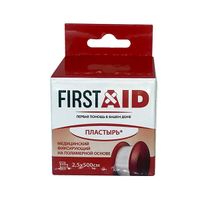 Лейкопластырь медицинский фиксирующий на нетканой основе First Aid/Ферстэйд 2,5см х 500см