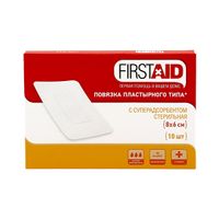 Лейкопластырь фиксирующий не нетканой основе стерильный First Aid/Ферстэйд 8х6см 10шт