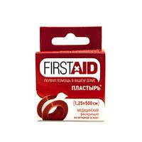 Лейкопластырь медицинский фиксирующий на нетканой основе First Aid/Ферстэйд 1,25см х 500см
