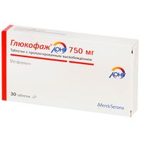 Глюкофаж Лонг таблетки с пролонгированным высвобождением 750мг 30шт