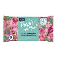 Салфетки влажные освежающие pocket-pack Tropic cocktail Aura/Аура 15шт