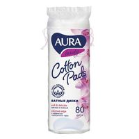 Ватные диски Aura/Аура п/э 80шт
