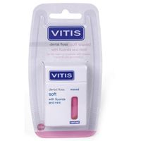 Нить межзубная розовая мятная Vitis Waxed Dental Floss FM 50м миниатюра