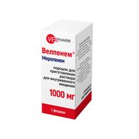 Велпенем порошок для приг. раствора для в/в введ. 1000мг