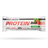 Батончик протеиновый с коллагеном клубника в белой глазури Protein Bar Ironman 50г 12шт миниатюра фото №2